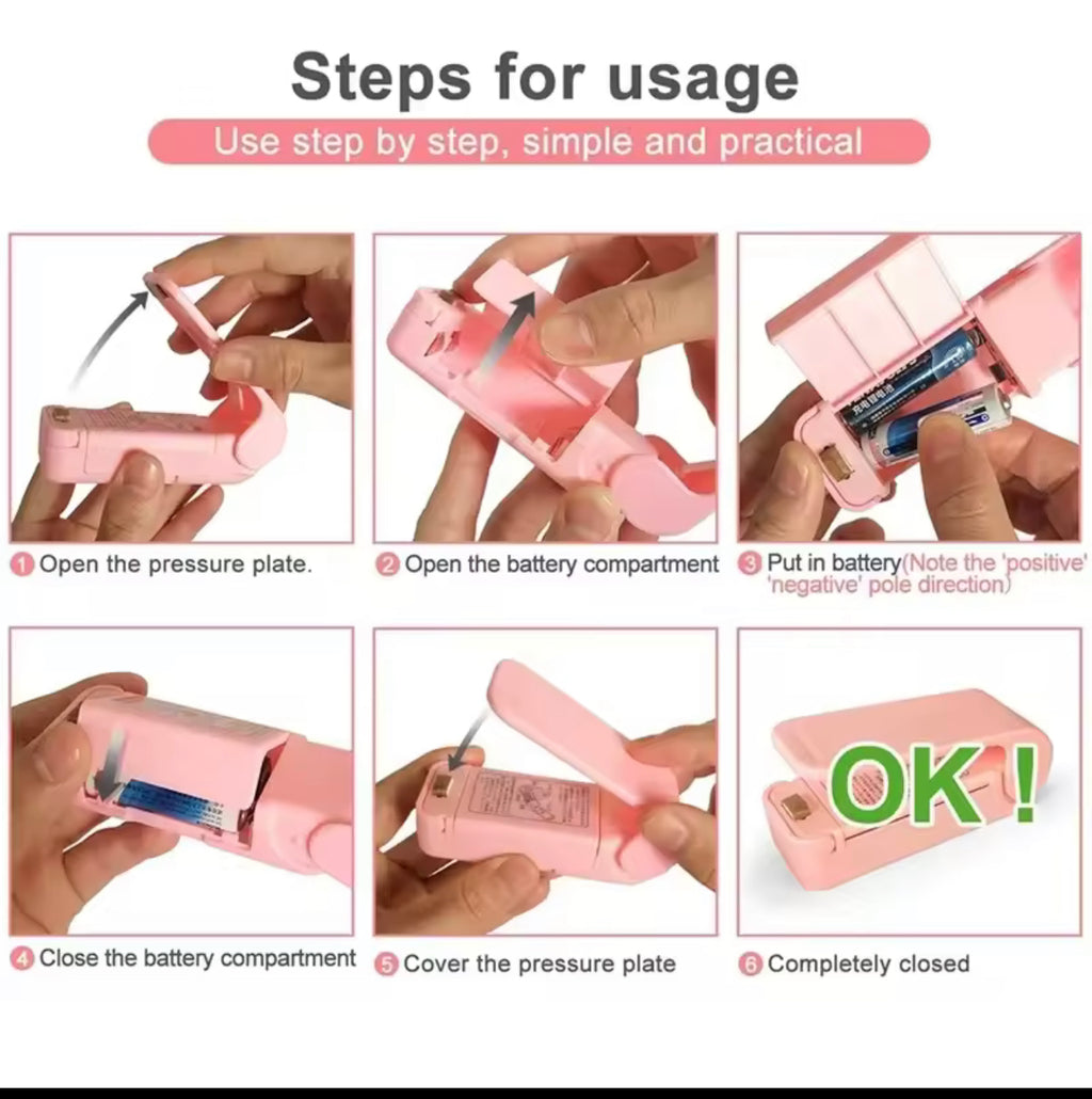 Mini Heat Bag Sealing Machine Package Sealer Bags Thermal Plastic Food Bag Closure Portable Sealer Food Packaging Heat Sealer