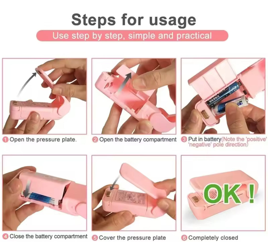 Mini Heat Bag Sealing Machine Package Sealer Bags Thermal Plastic Food Bag Closure Portable Sealer Food Packaging Heat Sealer